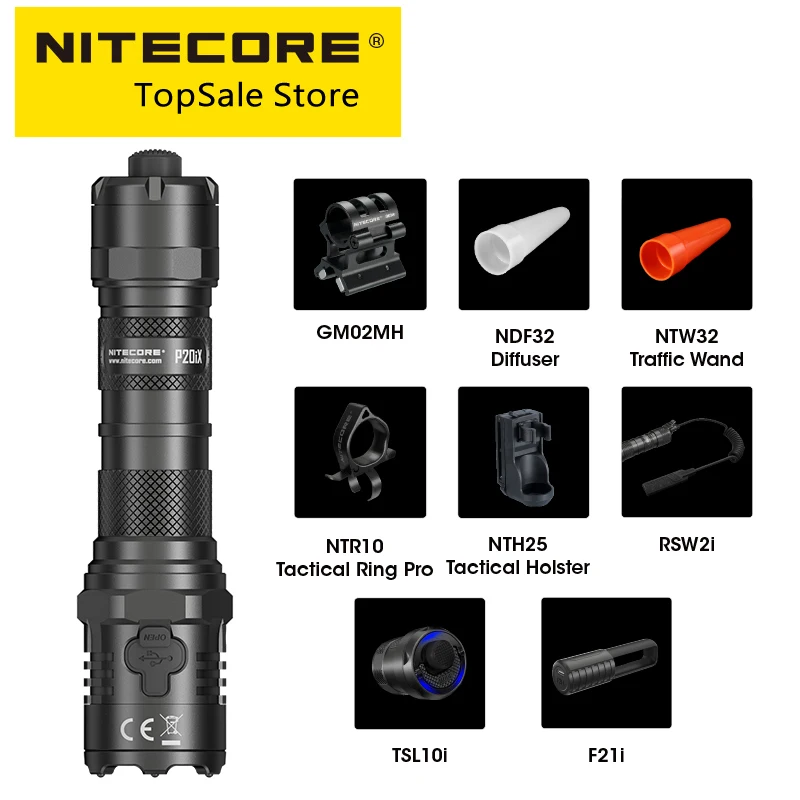 

Фонарик NITECORE P20iX 4000 люмен, аккумулятор 5000 мАч, разъем USB C, аккумулятор