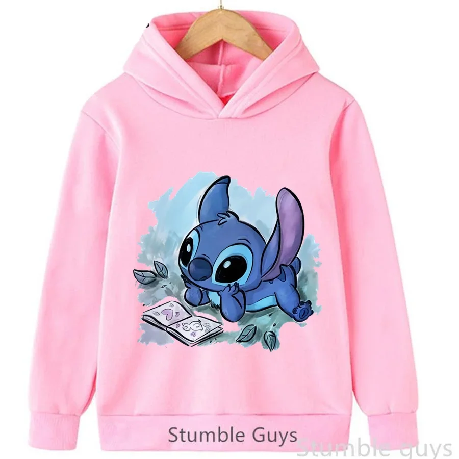 Unisex Children Hoodie Lovely Cartoon Monster Graphic Print Long Sleeve Pullover Boys Girls Daily Hooded Sweatshirt