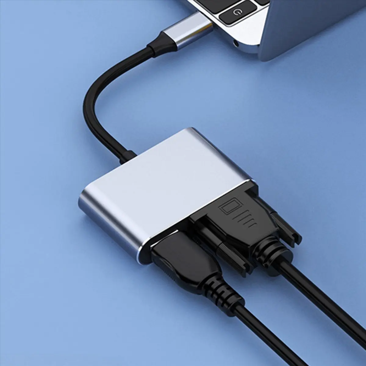 *ABDH 2X USB C إلى HDMI VGA محول متعدد المنافذ 4K نوع C USB-C HUB محولات أجهزة عرض الفيديو محول منفذ لماك بوك برو #4