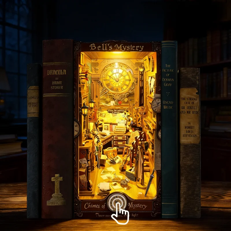 OUZEY Secret Bell Tower Bookend، منزل غامض خشبي ثلاثي الأبعاد، DIY تفتيري للمراهقين #4