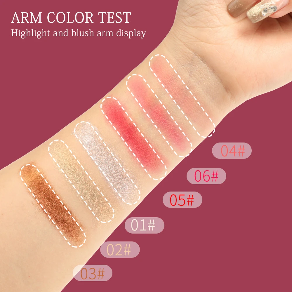 هايلايتر أحمر الخدود الوردي ثلاثي الأبعاد يعزز البشرة بشكل طبيعي، مكياج عاري بتلات صغيرة، سهل التلوين، مكياج الوجه للنساء يدوم طويلاً #4