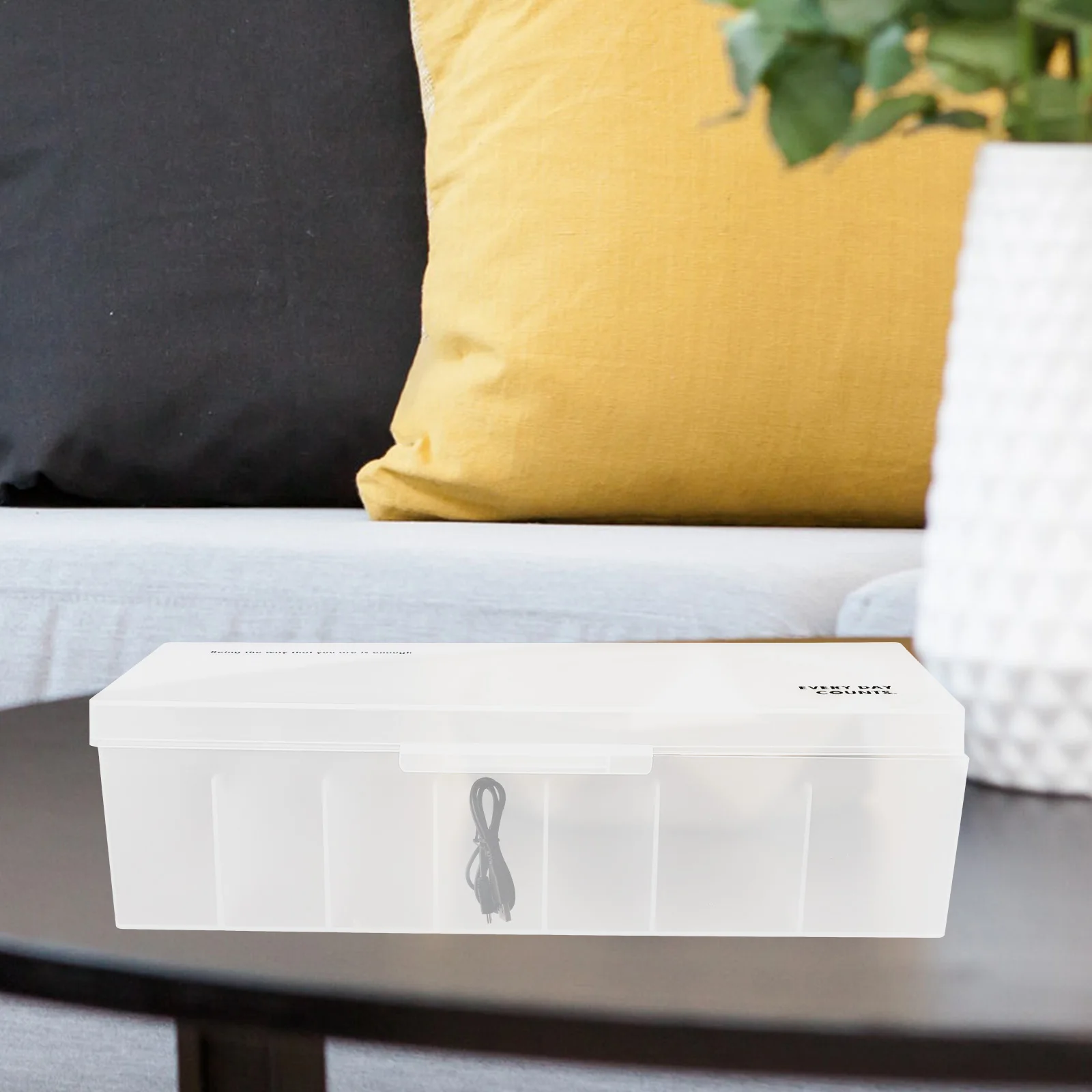 

Charging Cords Cable Storage Box Organizer White PP Material Transparent Lid Wire Organizers Cord Concealer Packet