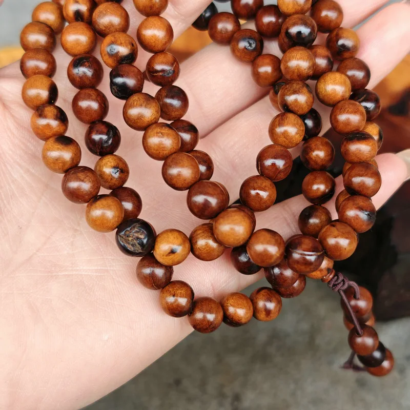 Chinese Style Thunder Struck Jujube Wood 108 Mala Beads Bracelet Lucky Auspicious Blessing Good Fortune Prayer Beads Meditation
