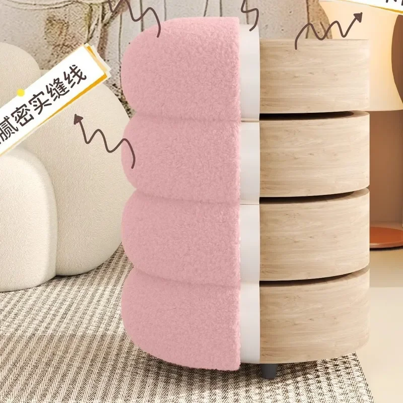 Creative Round Stool Lamb Wool Living Room Bench Low Footrest Sofa Ottoman Home Decor Door Shoe Changing Seat Internet