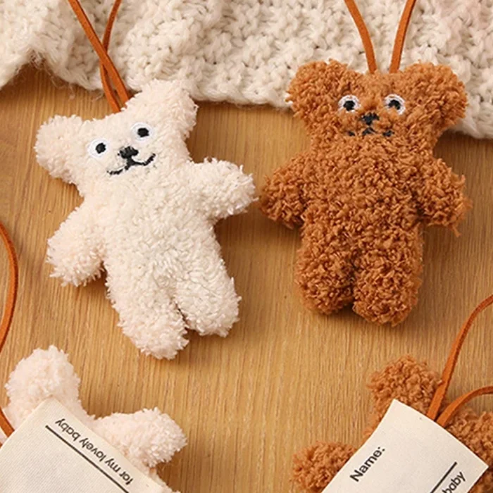 

Брелок для ключей с мультяшным медведем и персонализированной именной наклейкой, украшение для детской сумки