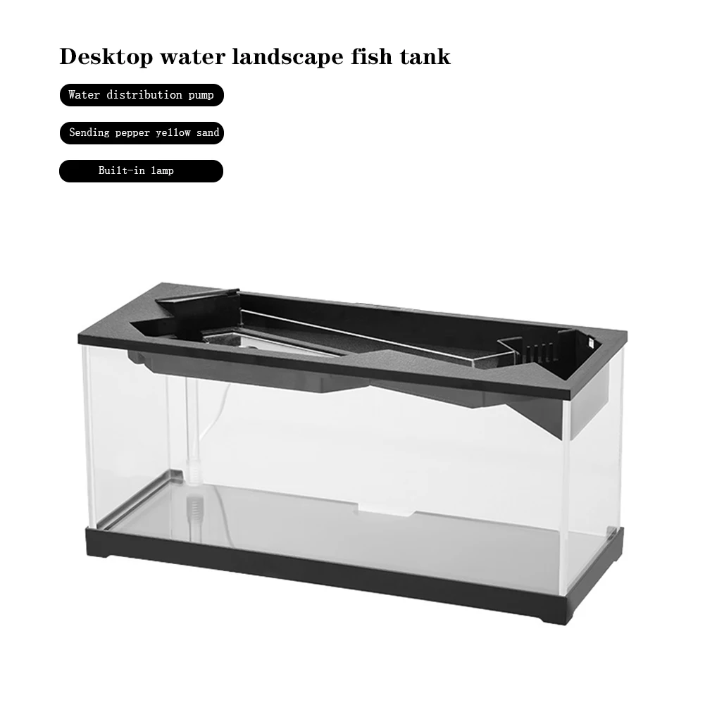 Small Fish Tank, Aquarium Tank With Build-in Light, Water Pump, Clear Cover, Ecological Cycle System, High Transparency Acrylic