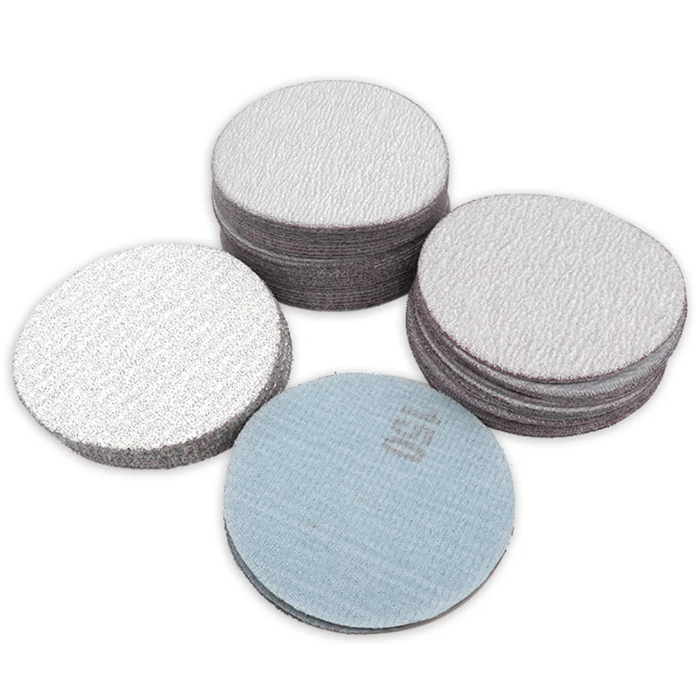 3 Inch 60-1200 Grit Disc Flocked Backing Sandpaper White Sand Dry Sanding discs Leather Dry Grinding Metal Car Sanding Polishing