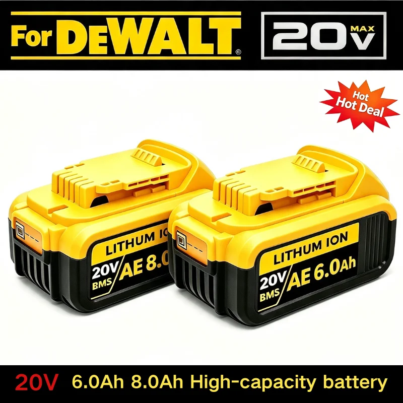 For Dewalt 20V Battery Charger 6000mAh 8000mAh Power Tool Battery DCB206 DCB205 DCB200 DCF887 DCG405 DCD791 DCF922 DCF850 DCD805