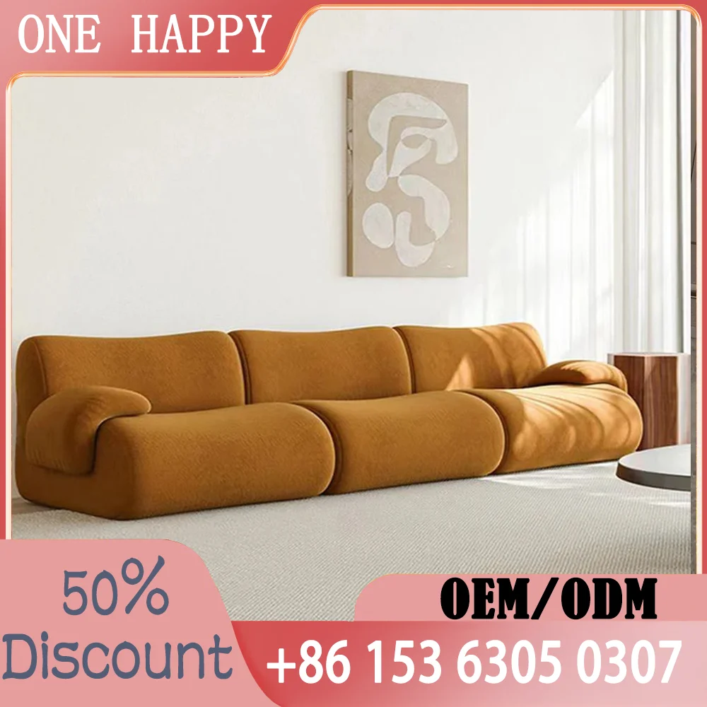 Vacuum-Compressed Modular Sofa, Wabi-Sabi Sherpa Fabric Sectional with High-Elastic Foam, Cream Mid-Century Style, Space Saving