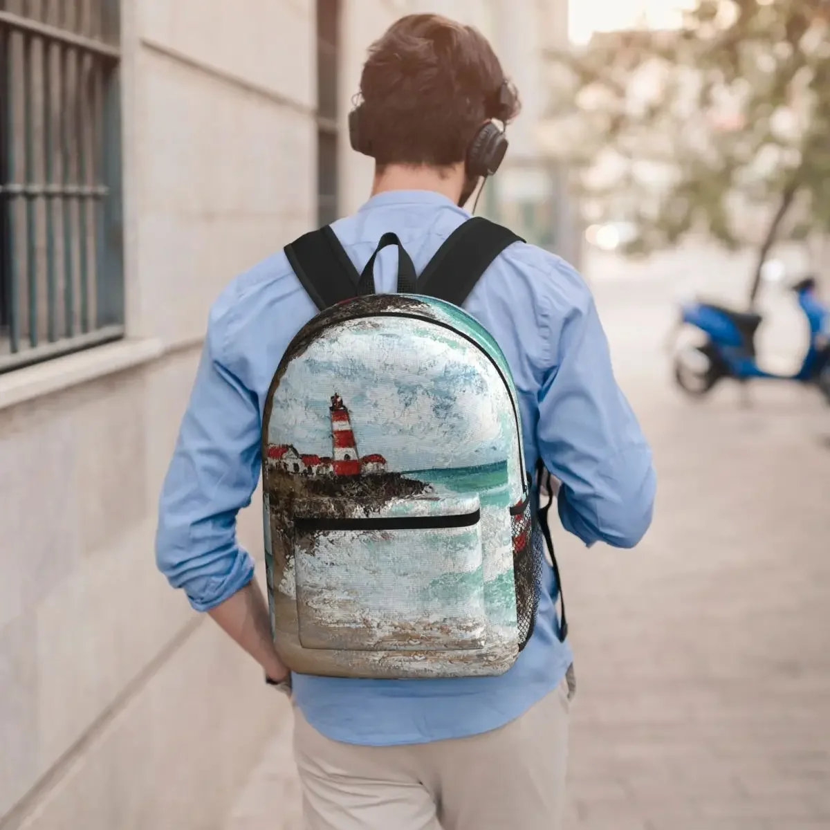 Lighthouse Garden Design Student Backpack School Bag Hiking Travel Daypack for Boys Girls Bookbag Shoulder Bags