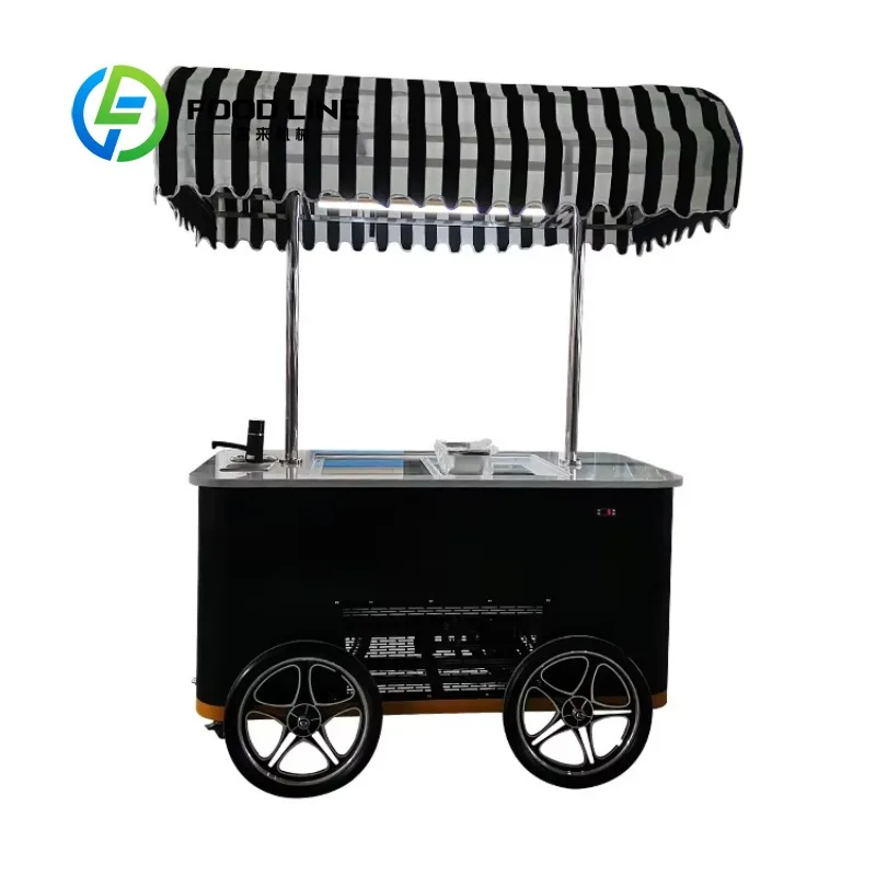 

Customized Multifunctional Mobile Coffee Cart Commercial Street Food Vending Trolley for Ice Cream Selling
