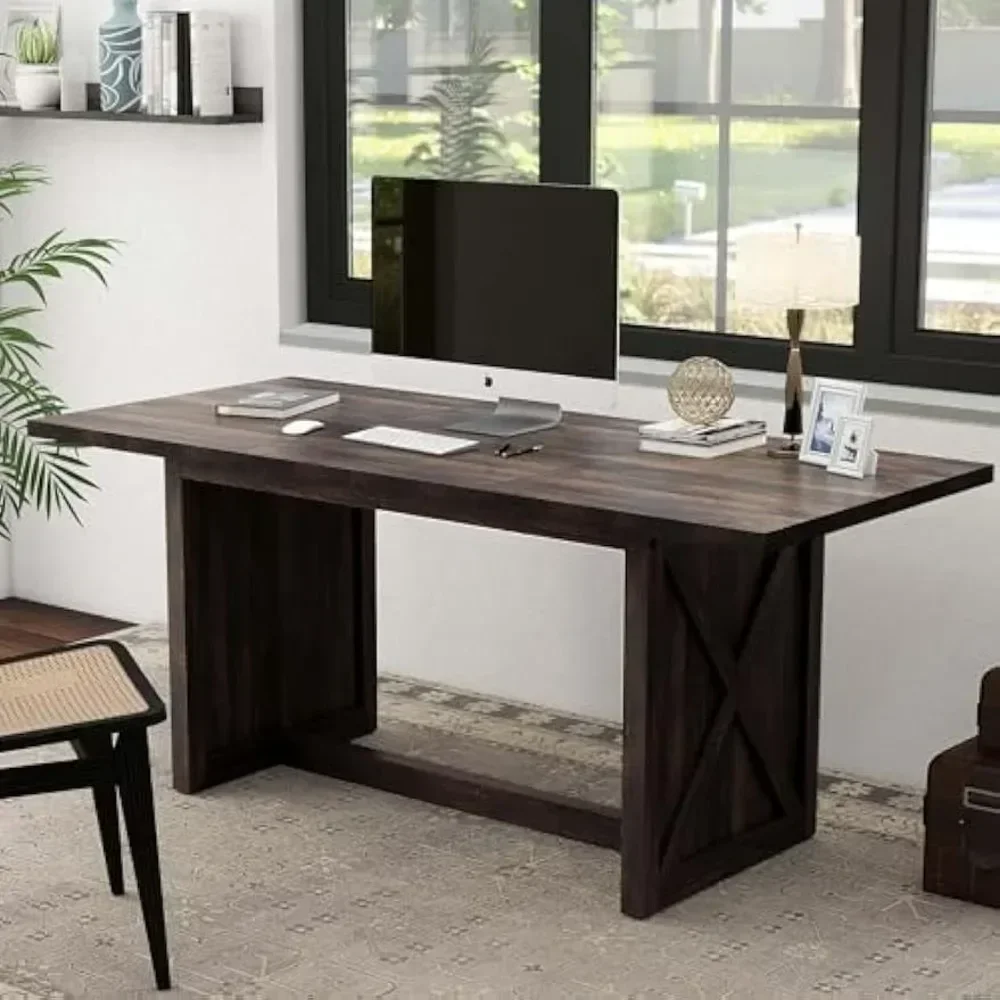 Conference table executive desk, large office conference table, thickened wood frame, rectangular computer desk, rustic oak