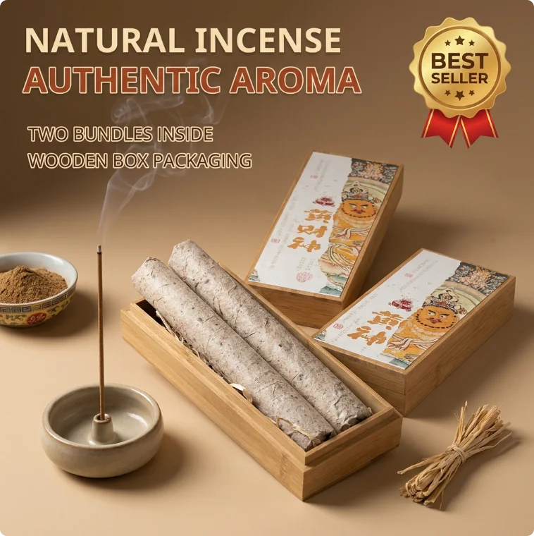 Tibetan Yellow God Wealth Incense Sticks Wooden Box Pack Natural Oriental Incense for Prayer Meditation Home Blessing Aromather