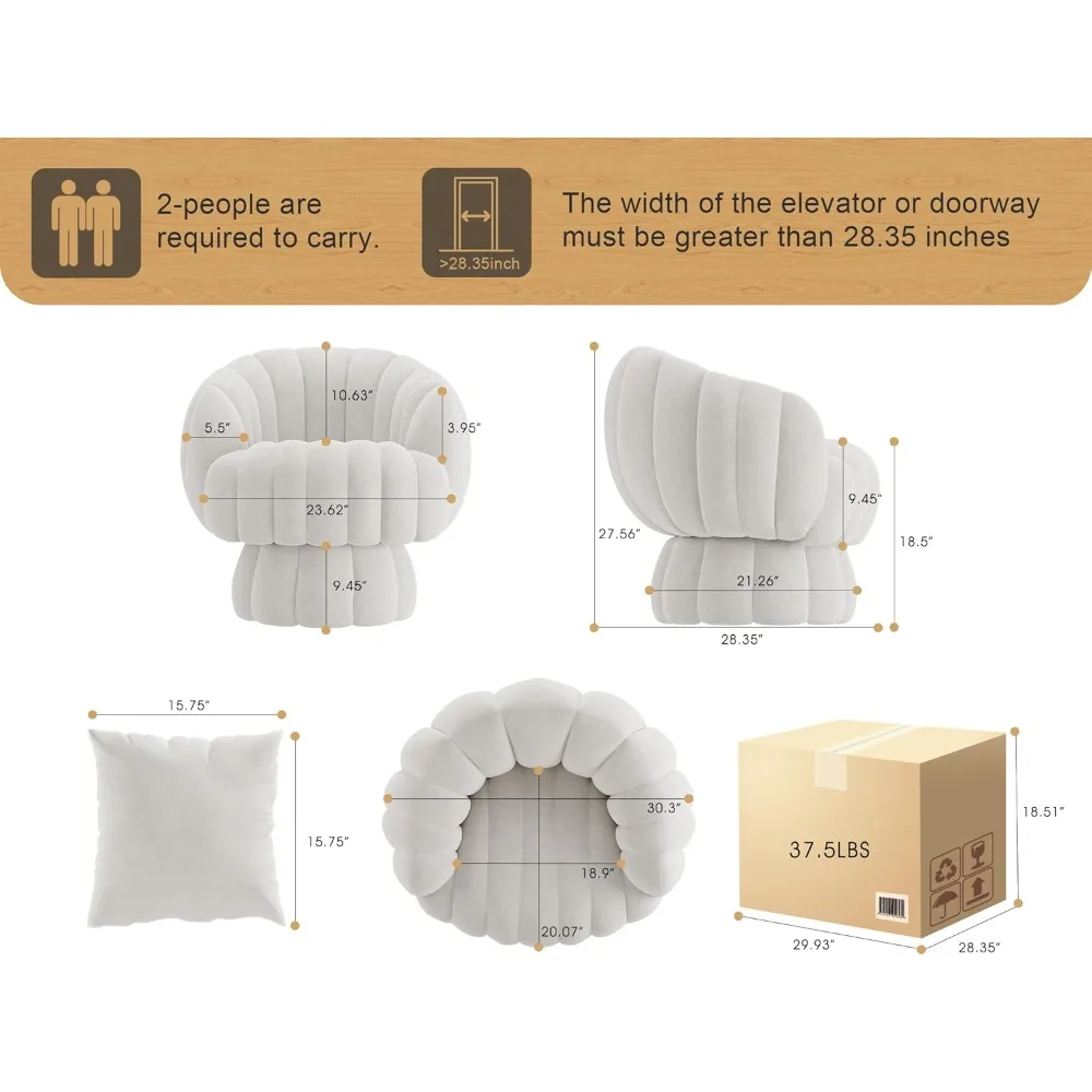 كرسي دوار مخملي حديث من منتصف القرن - كرسي صالة منجد من القطيفة مع لهجة اليقطين لقراءة مريحة