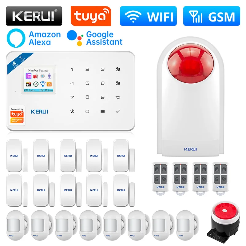 

KERUI W181 WIFI GSM Alarm Tuya Smart APP Remote Control Central Unit Alarm System Siren