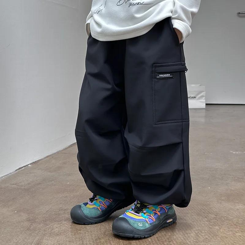 

Детские штаны-карго для маленьких мальчиков, новые зимние утепленные штаны-карго с карманами для маленьких мальчиков, корейские штаны-карго с эластичной резинкой на талии для детей от 1 до 12 лет, штаны для девочек