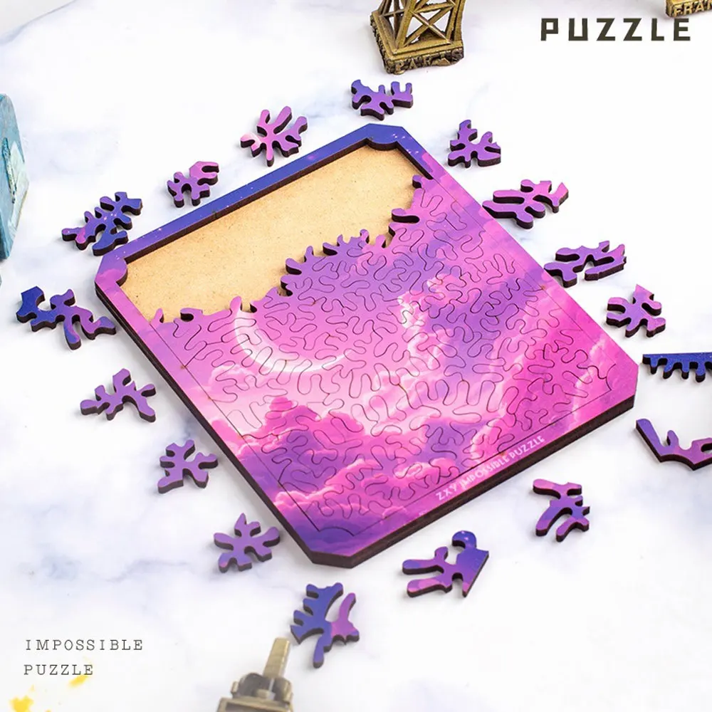 "Pink Sky" Immersive Stress Relief Puzzle Kids Birthday or Festival Gift Relaxing & Brain-Teasing Toy Fun Wooden Puzzle UG407