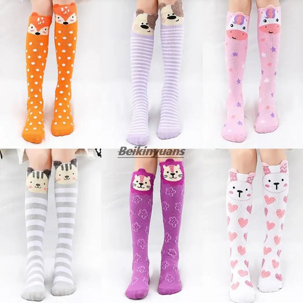 

New spring and autumn stereo ear animal cartoon children's socks cotton knee girls calf socks