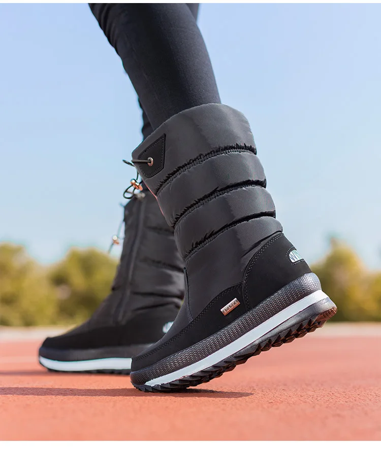 

Plush Mid-calf Non slip Waterproof Platform Snow Boot Casual Female White shoes Winter thick women's snow boots Warm