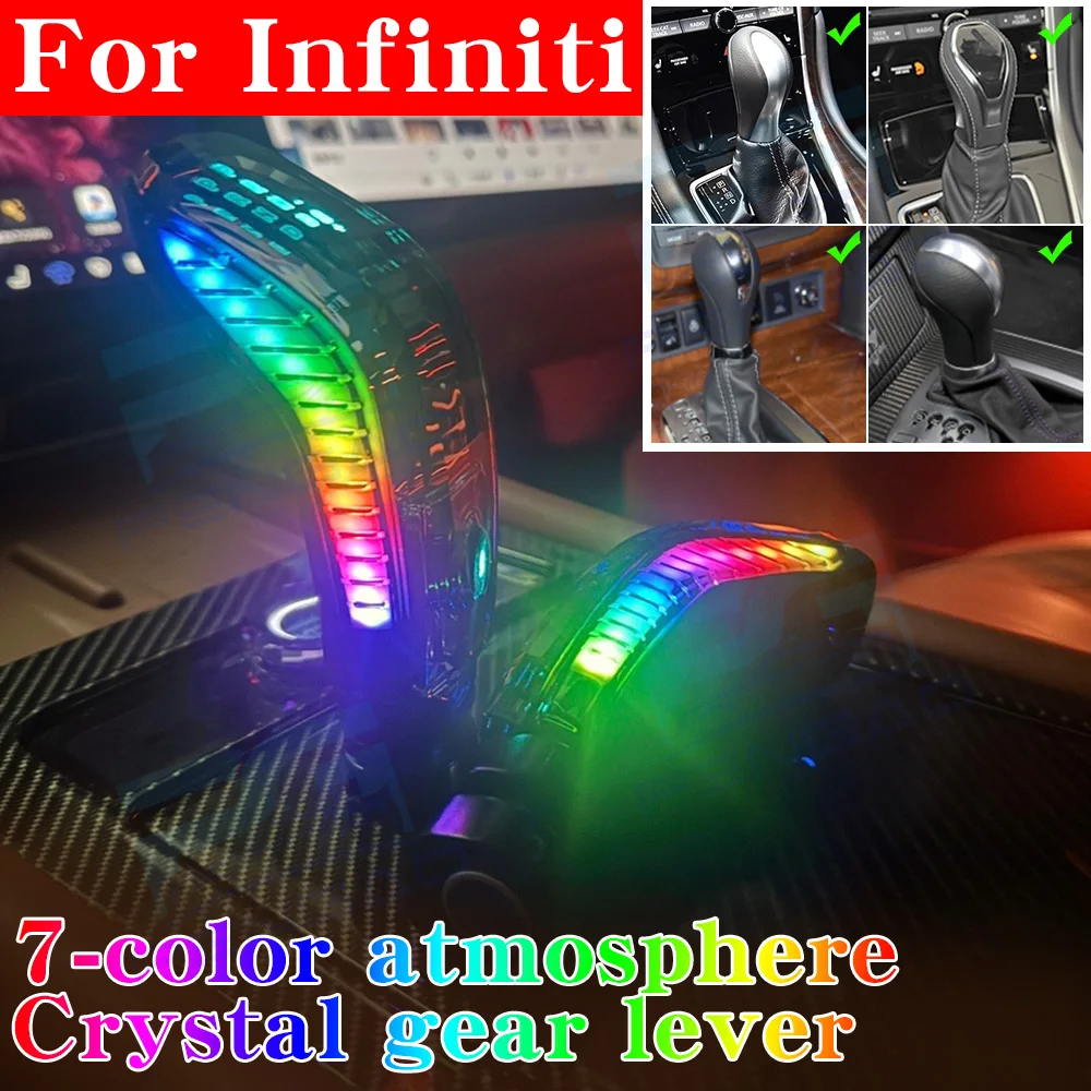 

For Infiniti QX60 Q50 QX80 EX EX35 FX37 Crystal LED Gear Shift Knob with RGB Colorful Light Automatic Shifter Lever Shift Knob