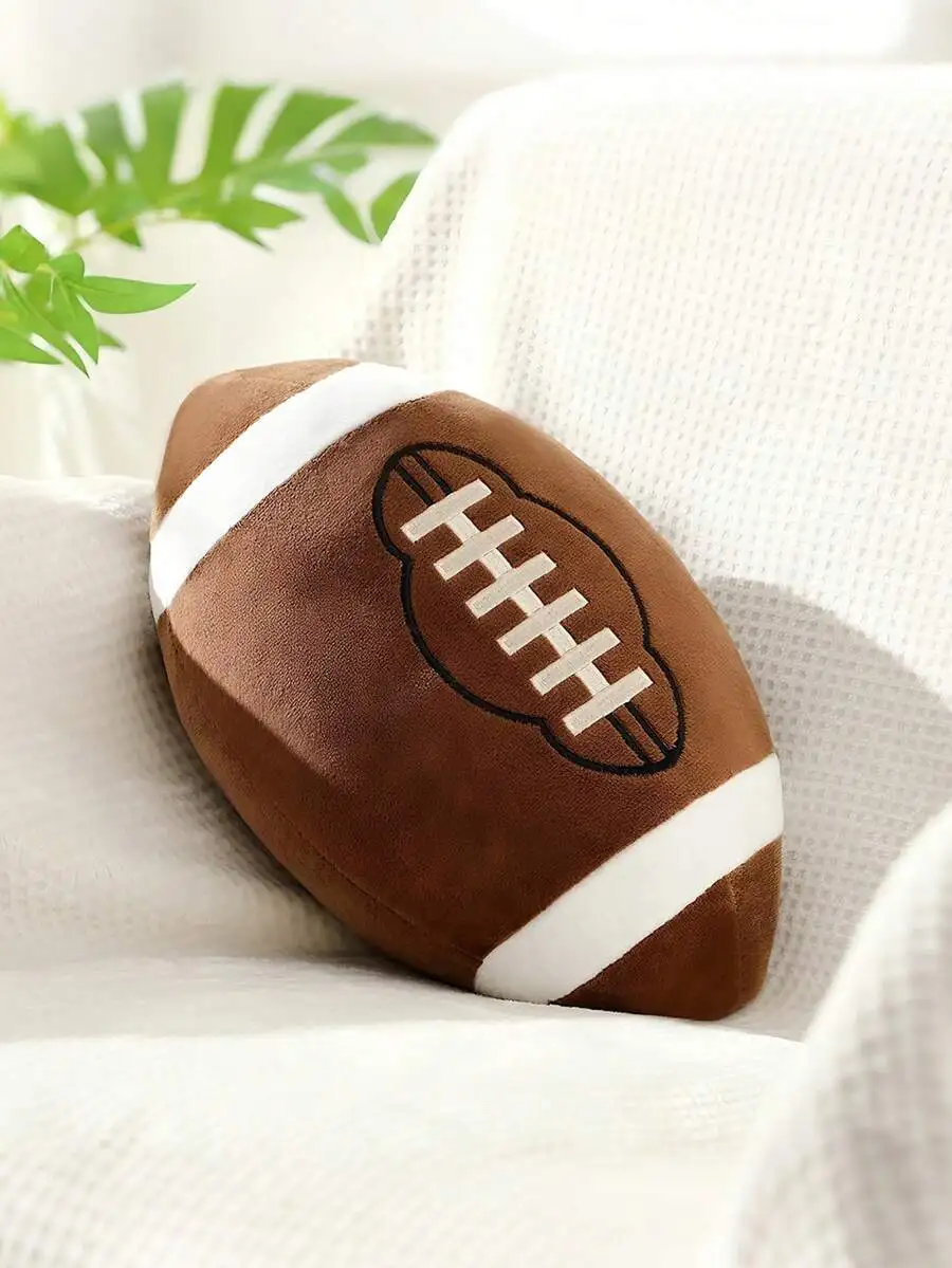 1pc Football Throw Pillow, Sofa Cushion, Football Basketball Round Soft Pillow, Bedroom Decor, Room Decor, Party Gift, Outdoor G