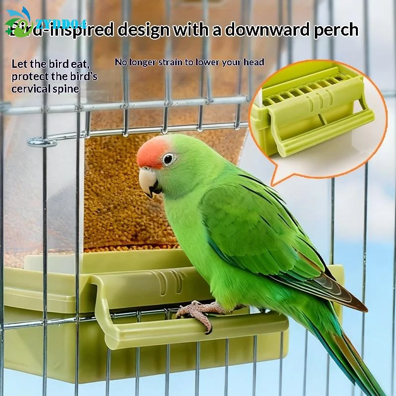 

●1PCS Transparent Automatic Feeder Automatic Bird Seed Feeder Hanging Food Box And Trough Parrot Feeder Cage Accessories