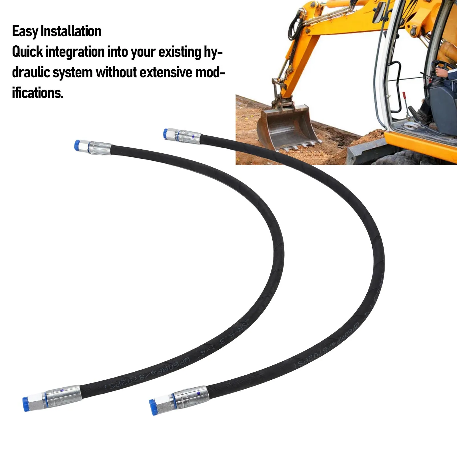 Excavator Diverter Valve Hose 1/4in Interface Excavator Throttle Valve Connection Hose 32in Length for Construction Site