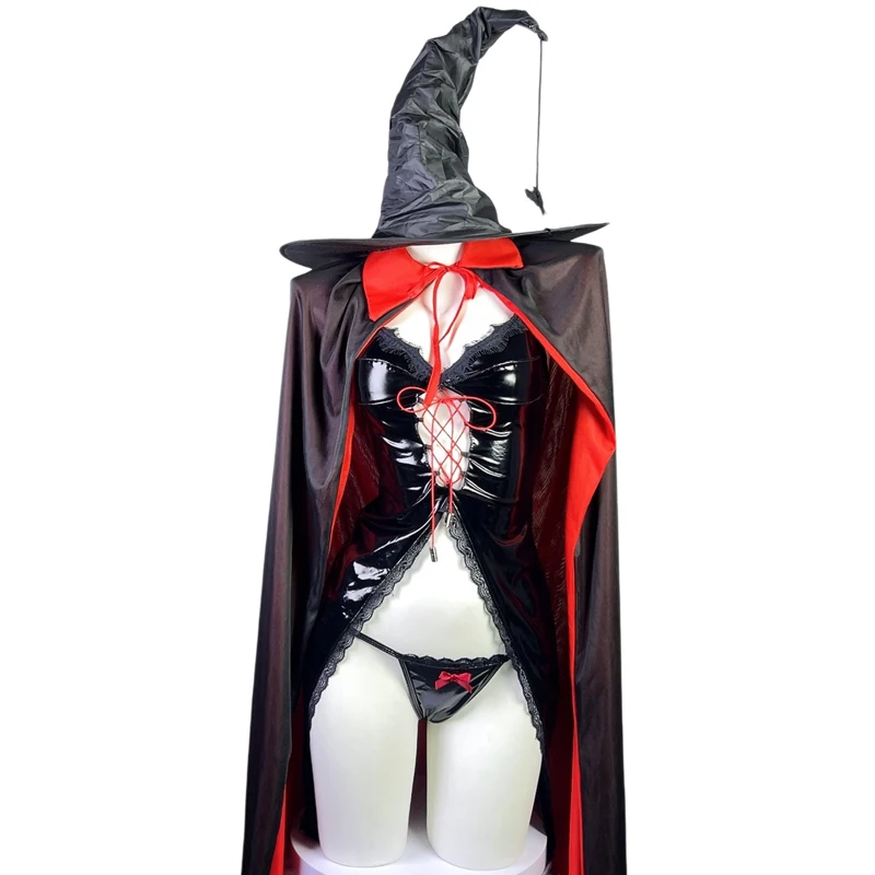 

Ведьма Вампир Косплей Шнурок Комплект нижнего белья из искусственной кожи Маленький дьявол Хэллоуин Вечернее платье Карнавальные костюмы