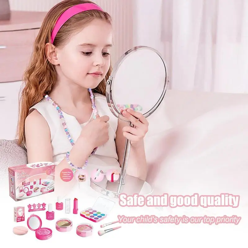 Pretend Play Makeup Kit Fake Makeup Toys Makeup Kit Pretend Toy Makeup Set Imaginative Pretend Cosmetic Set For Kids 3-5