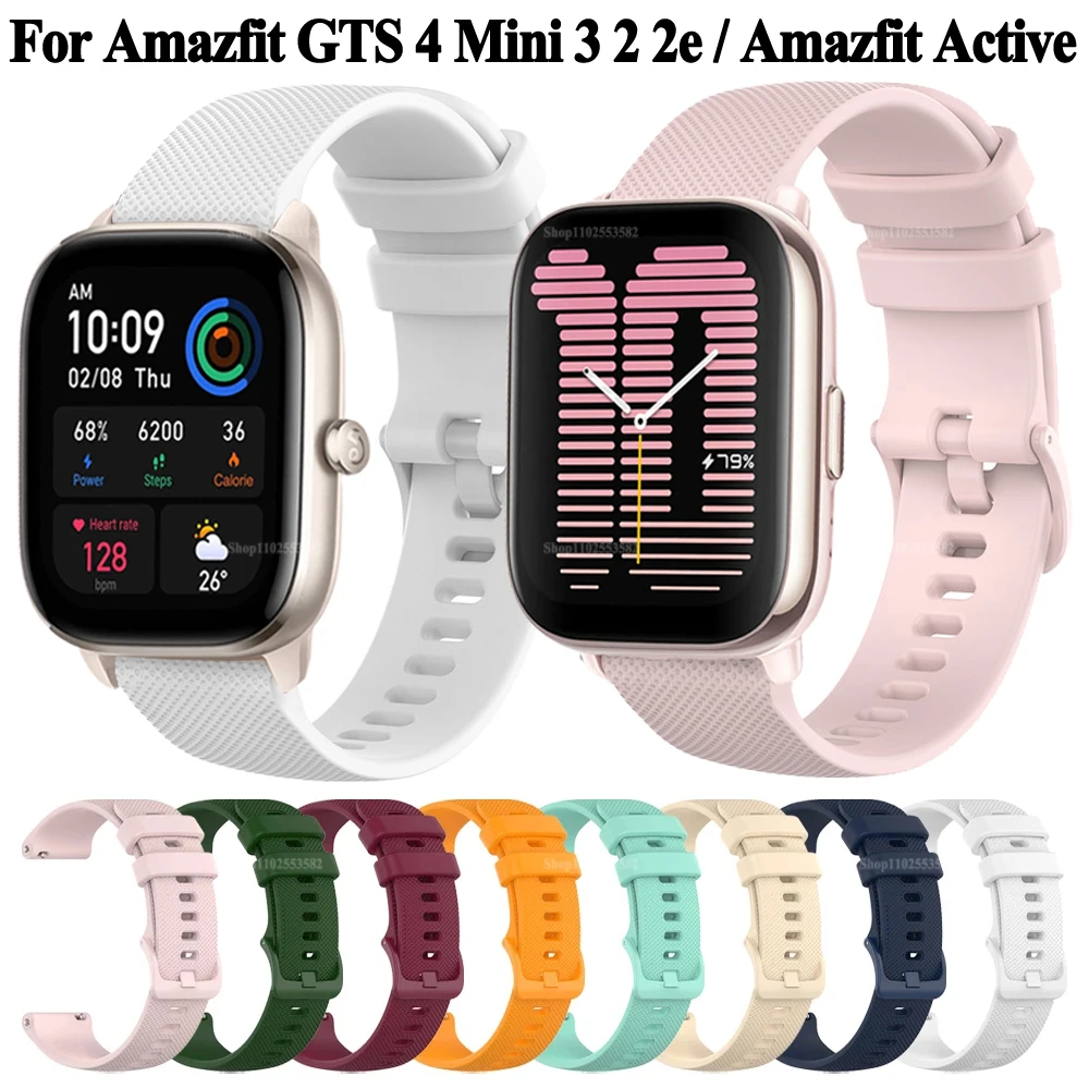20mm Strap For Amazfit Active/GTS 4 Mini/GTS 3/GTS 2/GTS 2E Silicone Band Bracelet For Amazfit Bip U 3 Pro Watchband Wristband