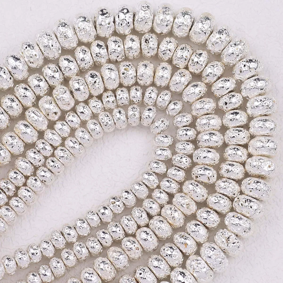 6 8 10 mm weiße vulkanische Lava-Perlen, flach, rund, Naturstein, lose Abstandshalter für DIY-Schmuckherstellung, Zubehör, Armband, Halskette