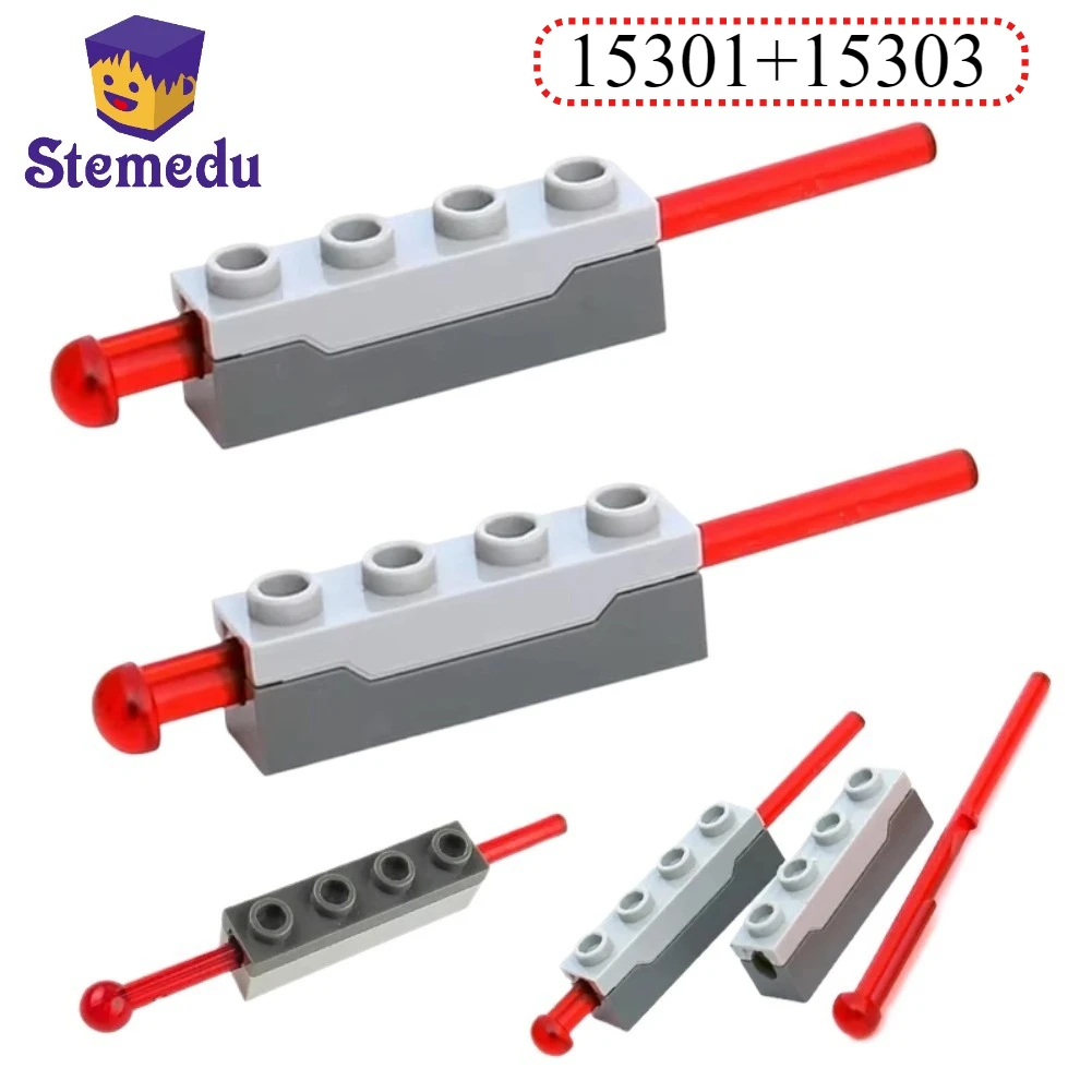1x4 Launcher+8L Bullet Spring Shooting Mechanism Toy MOC Building Blocks Technical Parts Shooter Dart 15301 15303 15400