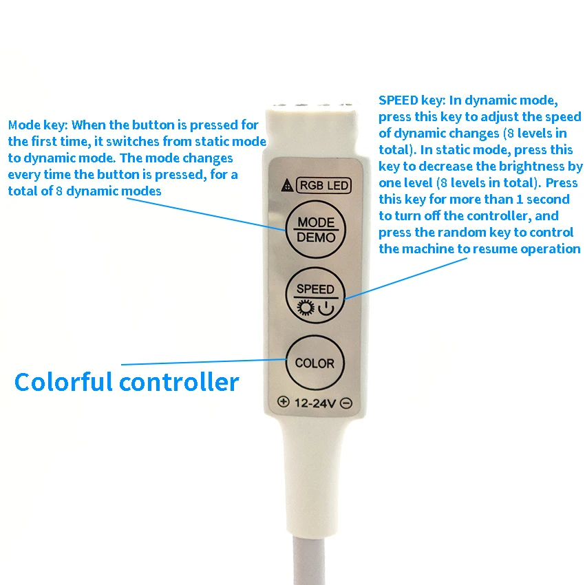 

Mini 3 Key RGB LED Light Strip Controller 3-key Colorful Controller DC Female Intelligent RGB Button LED Light Strip Controller