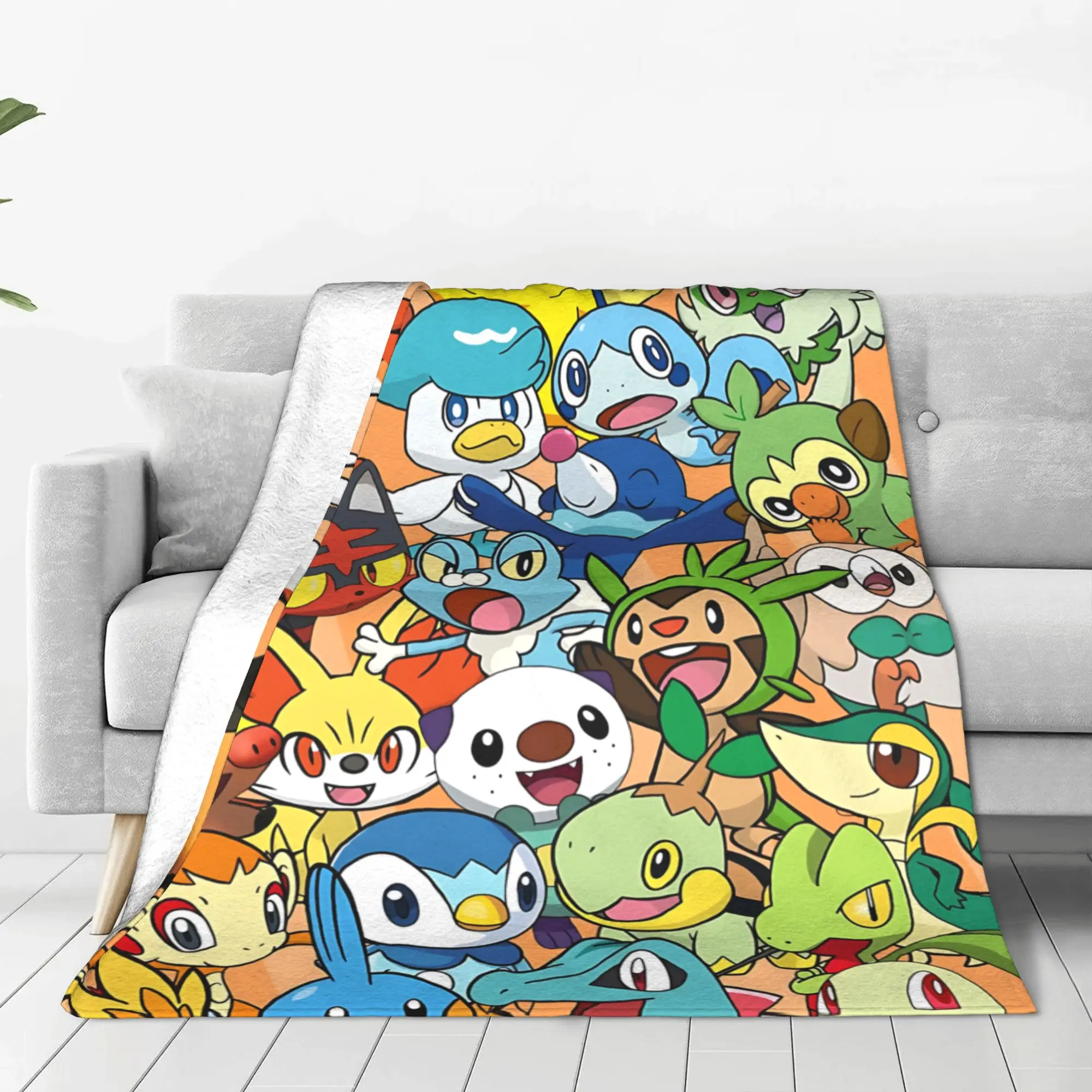 1PC home Christmas Room Decor Pokemon All Character Collage  Blanket Throw Blanket  Novelty Warm Blanket All Season
