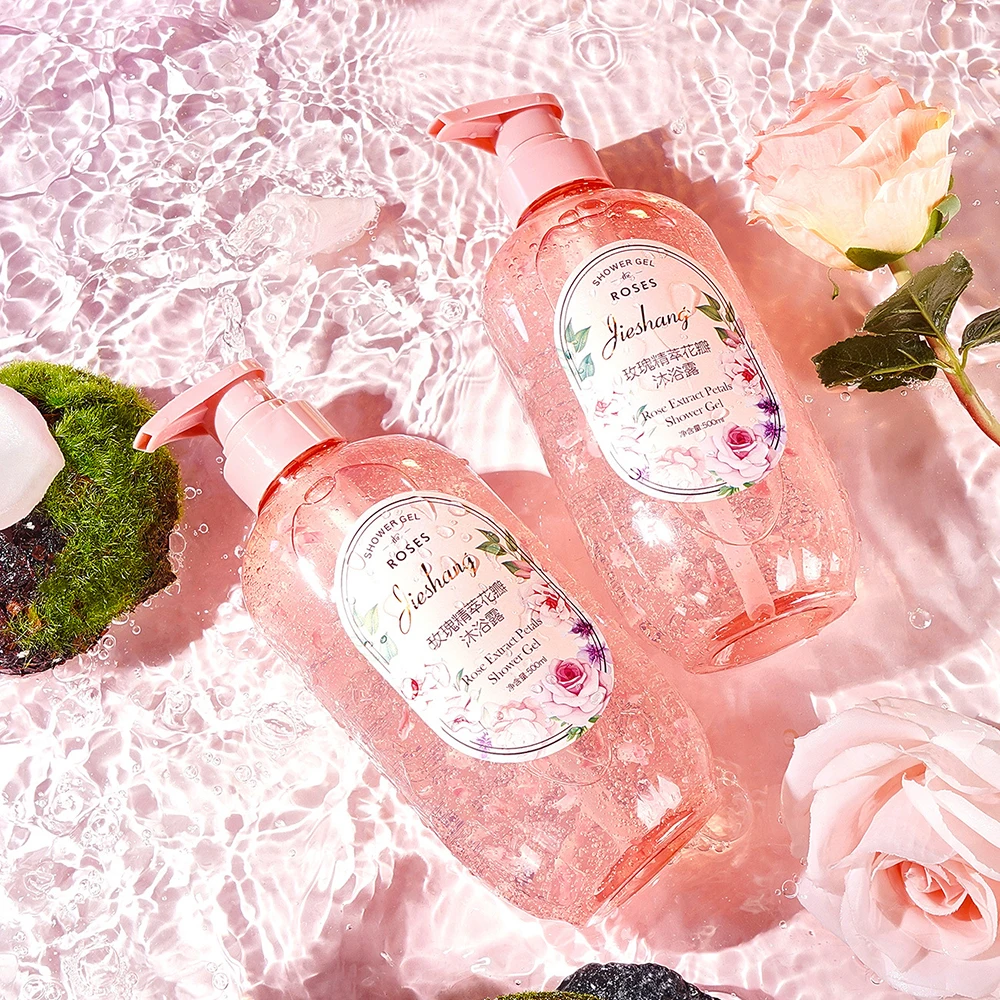 500ml Rose Extract Petal Essential Oil Shower Gel Deep Cleansing Long lasting Fragrance Moisturizing Aromatic Body Care Bath