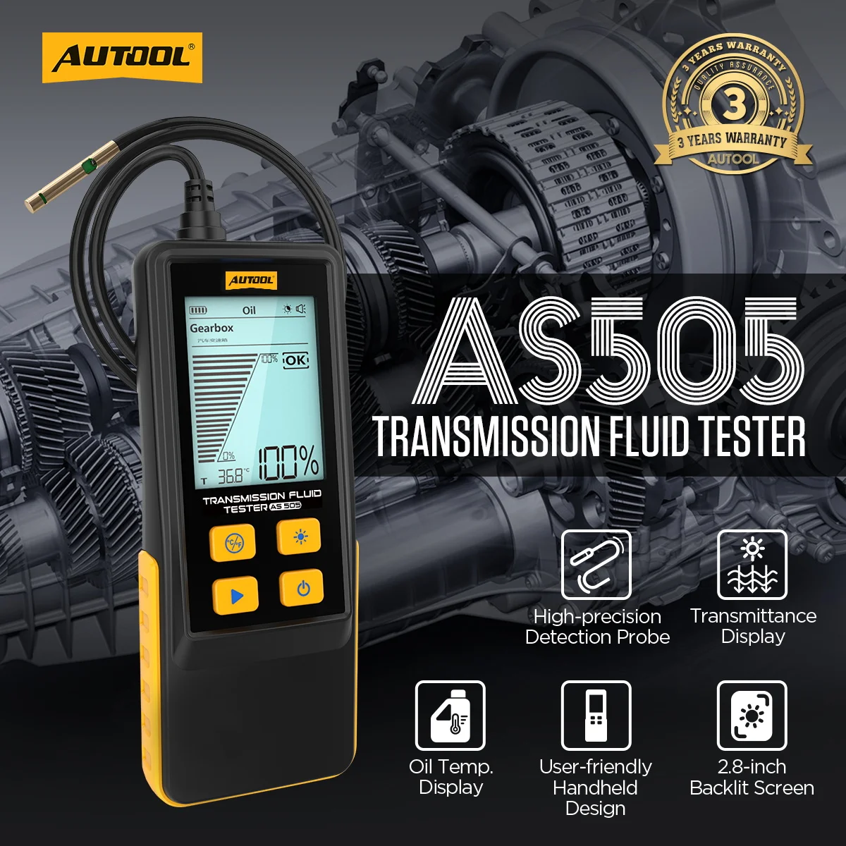 AUTOOL AS505 Getriebeöl-Tester ATF-Wechsler Getriebeöl-Prüfgerät mit Digitalanzeige für Benzinmotoren – Detail 1