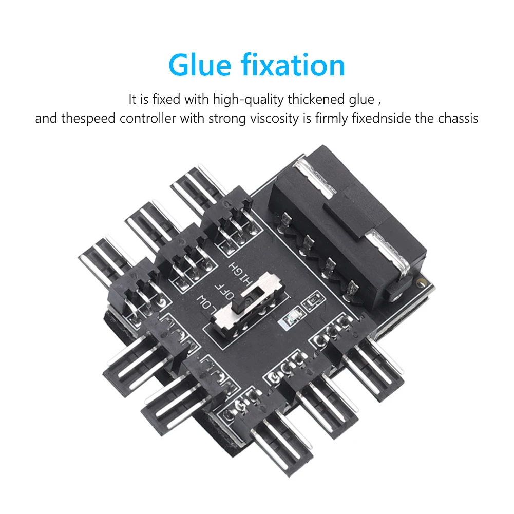 Motherboard SATA/4 Pin 1 to 8 3 Pin PWM Cooler Fan HUB Splitter Extension 12V Power Socket Mining PC Speed Controller Adapter