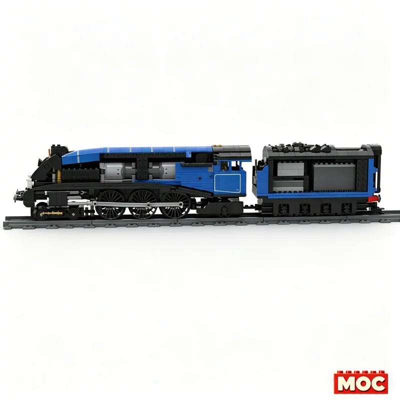 1576 Pcs LNER A4 Sir Nigel Gresley Steam Locomotive BR Blue Livery Custom Building Blocks Train Model Educational Assembly Toy