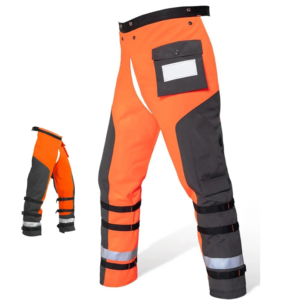 M/L Orange PE Chainsaw Chaps For Cutting And Logging 9 Layers Lightweight Chainsaw Pants Adjustable Belt Unisex Fit