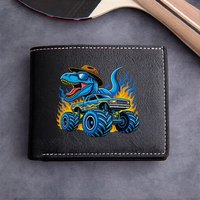 Dinosaur Monster Truck Wallet Premium PU Leather Compact Design Lightweight Durable Fashion Statement for Men and Women