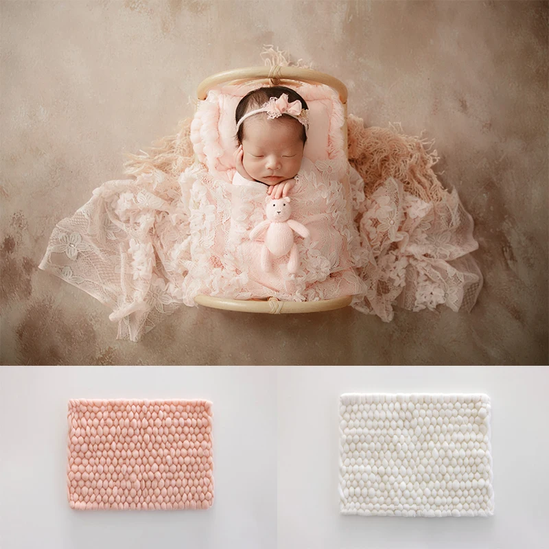 Cotton Wool Crochet Newborn Blanket Shag Thread Knitting Blanket Cushion Backdrops Studio Baby Posing Photography Accessories