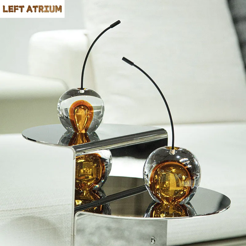 

Gradient Crystal Cherry Ornaments Desk Decoration Modern Artwork Transparent Cherry Sculpture Crafts Room Aesthetics Decor