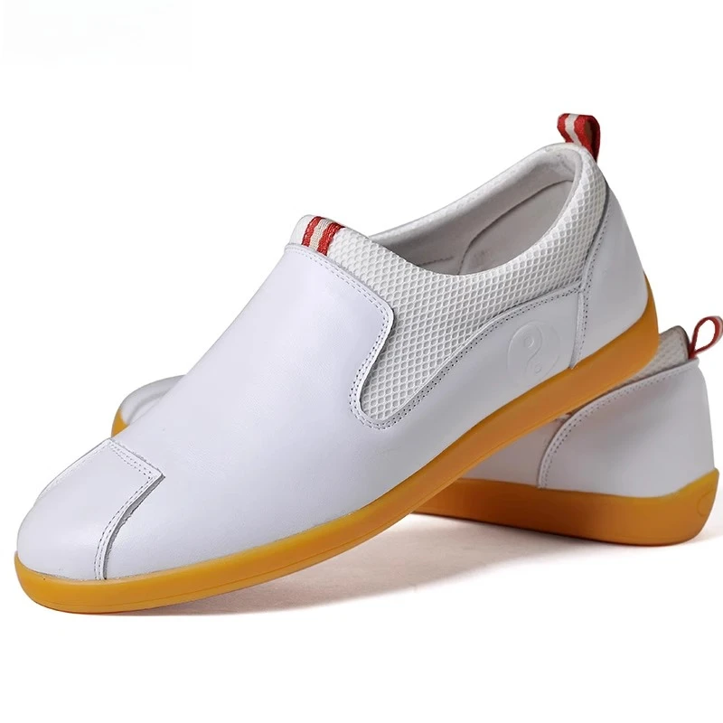 Genuine Cowhide Leather Tai Chi Shoes for Kung Fu Wushu Martial Arts Soft Flexible Sole Light weight Men Women Footwear