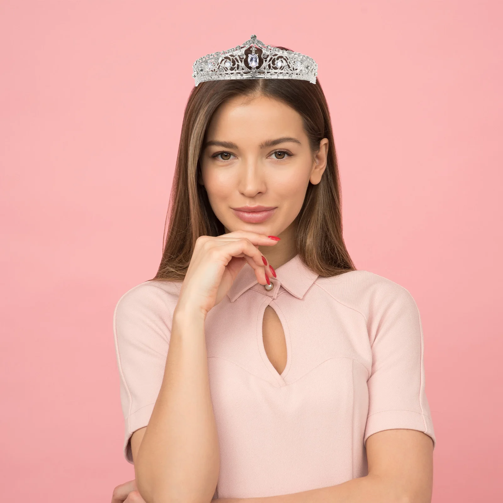 

Rhinestone Crown Tiaras for Women Bridal Hair Accessories Birthday Tiara Cosplay Elegant Water Crown Decorative Party