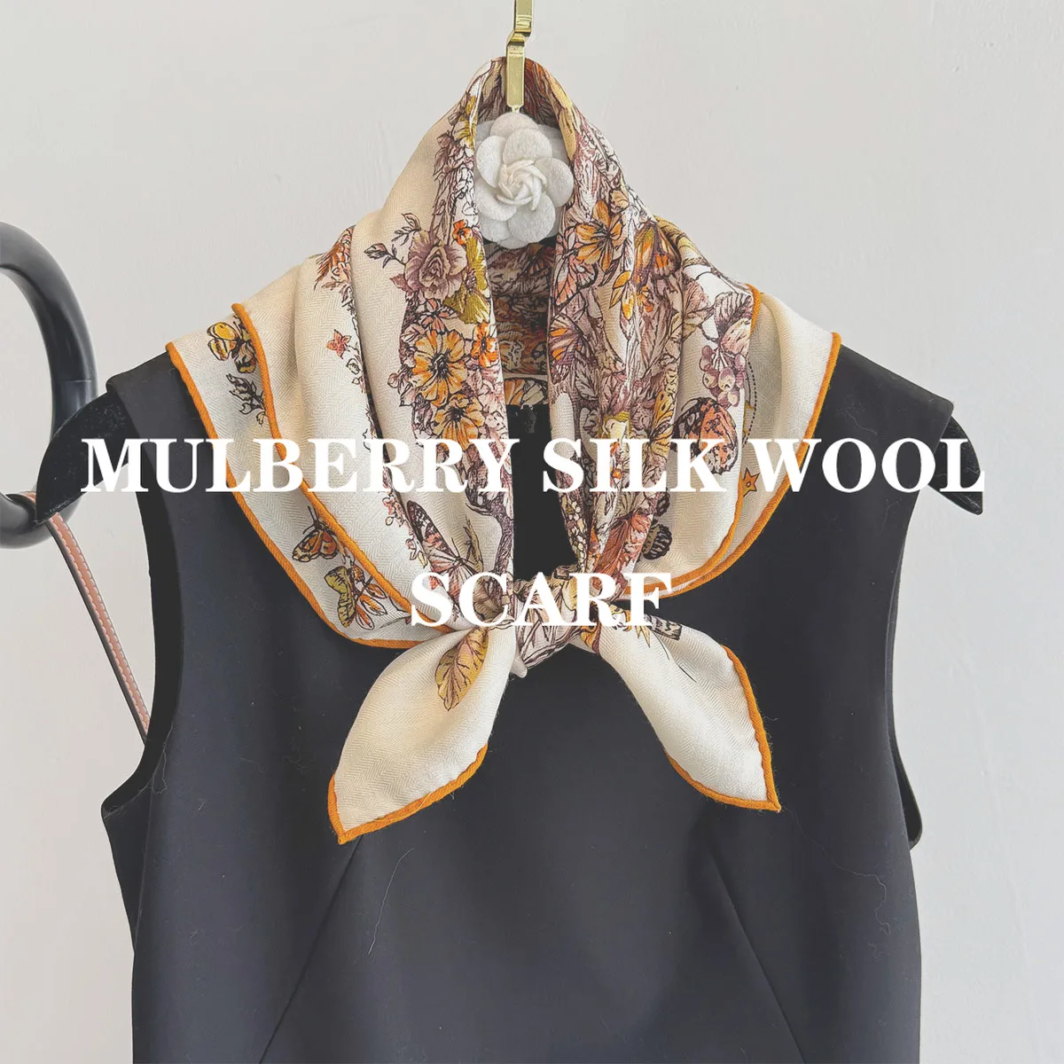 

Шарф из 100% натуральной шелковой шерсти, новая шаль с двусторонним принтом, женские модные шарфы, бандана, квадратный хиджаб, пашмина