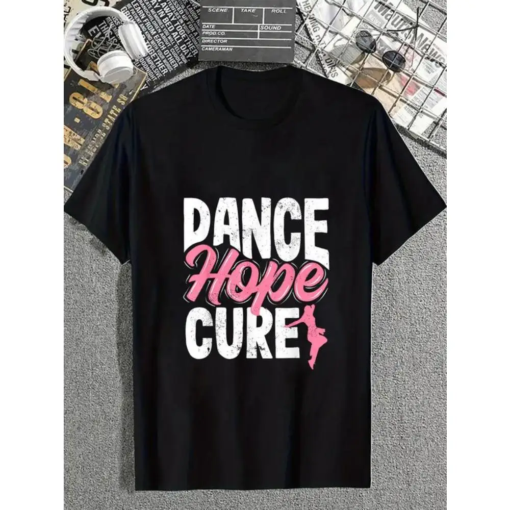 

Women’s Graphic Tee Dance Hope Cure Breast Cancer Awareness T-Shirt S-3XL Plus Size Inspirational Loose Fit Summer Casual Top