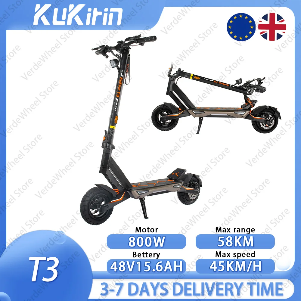 Kukirin T3 2025 E-Scooter : batterie 48 V 15,6 Ah, puissance 800 W, pneus 10", vitesse maximale 45 km/h, portée 58 km pour adultes