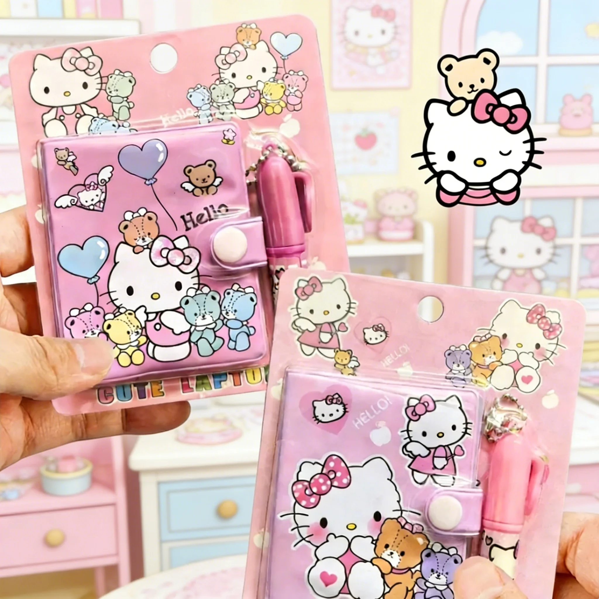 

2026 Sanrio kawaii cartoon anime figure creative Hello Kitty notepad mini cute pen diary student fashion portable daily notebook
