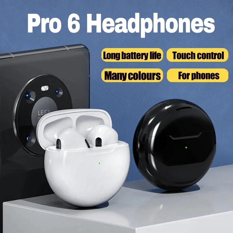 #Original Air Pro 6 TWS Wireless Headphones Bluetooth Earphones For iPhone 15 14 13 12 Pro Max Mini Headset Earbuds Accessories