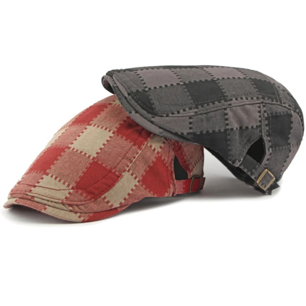 

HT4395 Mens Berets Women Retro Artist Painter Plaid Beret Hat Spring Summer Autumn Ivy Flat Cap Male Female Adjustable Beret Cap